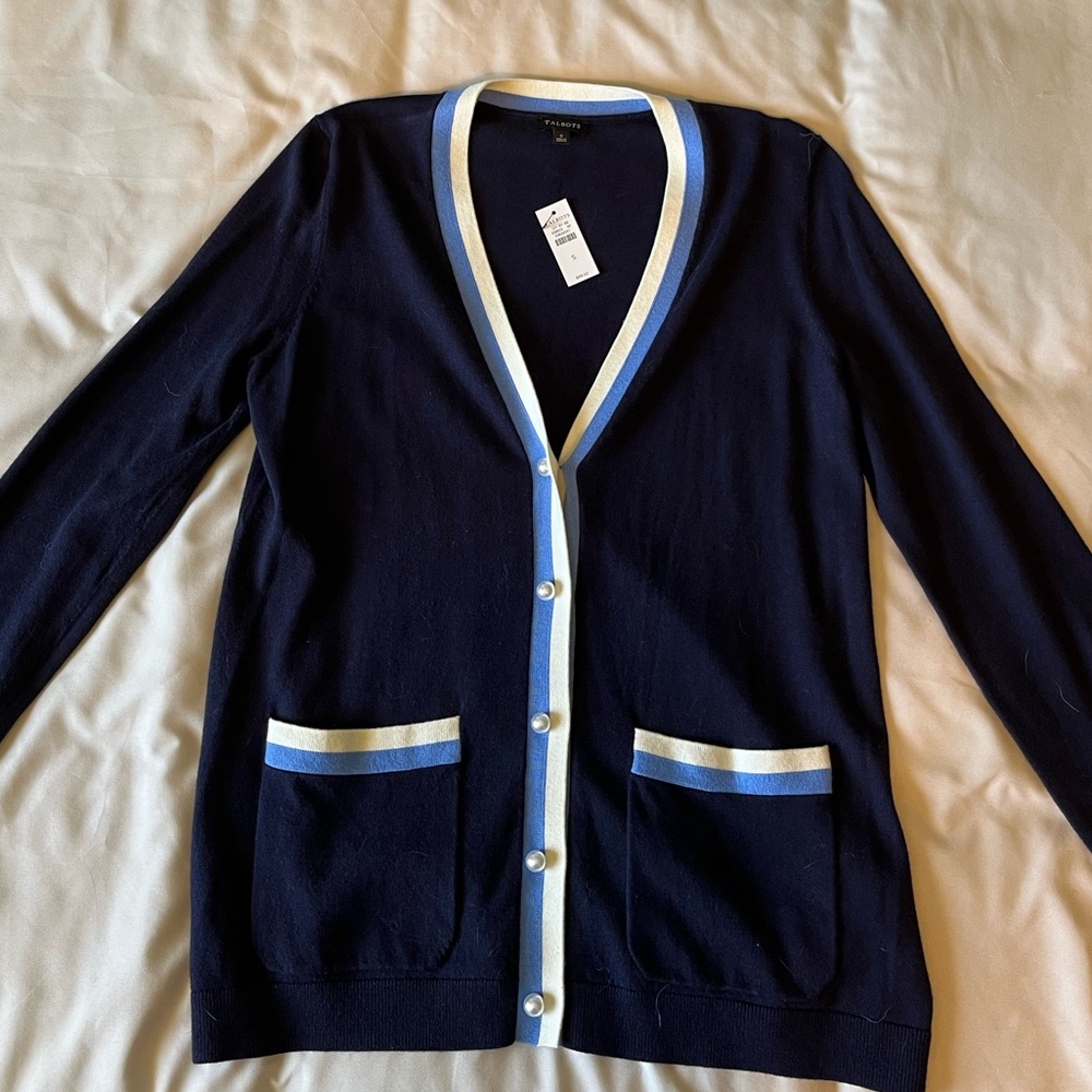 Talbots cardigan with pearl buttons. Never worn